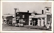Hinckley MN Street Scene Mobilgas Hotel Cassidys Cafe RPPC EKC 1939-1950 Kodak picture