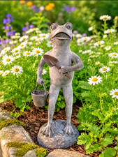 SPI Home Green Thumb Frog Gardener Sculpture Garden Trowel Bucket Farmhouse USED picture