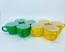 Set of 8 Vintage Jeannette “Slick & Sassy” Green & Yellow Punch Bowl Cups (6 oz) picture
