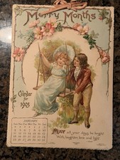 1903 Merry Months Calendar Ernest Nister E.P. Dutton Bavaria Victorian Complete picture