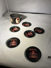 Vintage Budweiser Metal/Tin Coasters Lot Anheuser Busch Eagle Coasters & Cup L picture