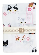 Japanese Double Gauze Tenugui Multipurpose Hand Towel Cloth w/ Lucky Cat Motif picture