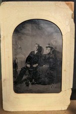 1880/90s Victorian Couple Antique Tintype Studio Portrait 5
