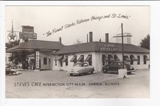 Steve's Cafe Chenoa Illinois Texaco Gas Station Quaker State Motor Oil RPPC picture