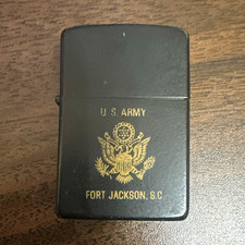 Vintage 1980s U.S. Army Fort Jackson S.C. - Black Matte Zippo Lighter   picture
