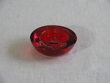 Vtg Heavy Red Glass Tealight Candle Holder, Unmarked picture