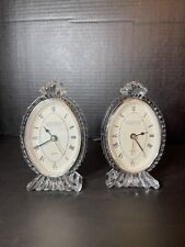 Pair of Fifth Avenue Crystal Quartz Clock New Batteries Working Mantle Clocks picture