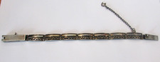 Vintage Navajo CALVIN BEGAY Sterling Silver Tile Design Link Bracelet 7