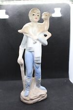 Vintage Girl Holding lamb on shoulders Porcelain Figurine picture