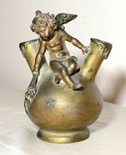 Antique 1800's  CHARLES GEORGES FERVILLE Suan bronze patinated cherub bud vase picture