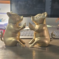 Vintage Heavy Brass Piglet Book Ends picture