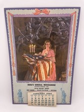 Vintage 1944 Calendar ~The Banner Of Liberty~Dora’s General Merchandise 13.5”x9” picture