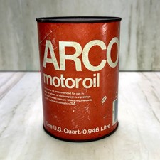 Vintage ARCO Motor Oil Can 1 Quart Full Unopened Cardboard Composite Gas Station picture