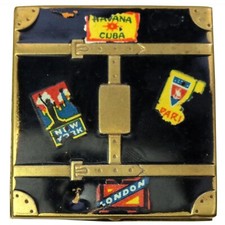 Extremely rare antique novelty suitcase enamel Compact Powder Box C.early 20thC picture