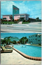 Multi View Miamis Friendliest Towne Motel Pool Swimmers Miami Fla Postcard I663 picture