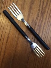 Totally Today Black Plastic Cylinder Handle Stainless 2 DINNER FORKS 7 1/4