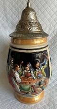 Vintage A.J. Thewalt #1191 West Germany Beer Stein Pewter Lid 1/4 L High Relief picture