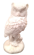 Vintage Signed by Italian A. Santini White Alabaster Owl Figurine Italy 6