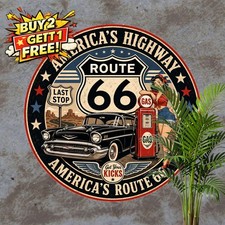 Historic American Highway Round Metal Sign Retro Travel Wall Decor Plaque 8x8 picture