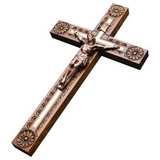 Catholic Wooden Wall Cross Crucifix JESUS CHRIST Handmade Carved Gift Souvenir picture