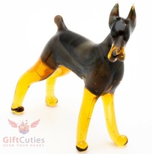 Art Blown Glass Figurine of the Dobermann Doberman Pinscher dog picture