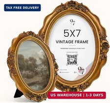 97 Decor Antique Oval Picture Frame 5x7, Gold Ornate, Glass Front picture