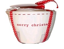 Rae Dunn White Stitch Xmas Measuring Cup Set x3 Cups Red Stitches Stitching NWT picture