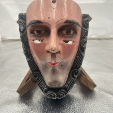 VINTAGE PARACHICOS MASK HAND CARVED WOOD MEXICAN FOLK ART CHIAPAS GLASS EYE 1930 picture