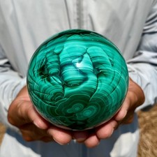 1.98LB Rare Natural Malachite quartz hand Carved sphere Crystal Healing Gem ball picture