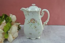 Vintage Unbranded Hand Painted Floral Porcelain Lidded Chocolate Pot picture