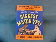 1936 Joe Louis vs Max Schmeling on N. B. C. Matchbook Cover Boxing Match M236 picture