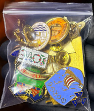 Vintage Lapel Pin Lot 20 Mixed Enamel Pins Complete w/ Backs  picture