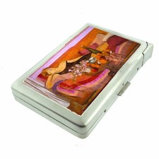 Woman Lounging Art Illustration Cigarette Case w/Built in Lighter Metal Wallet picture