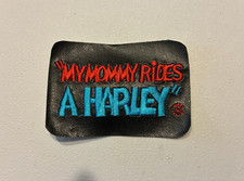 NOS 3” My Mommy Rides A Harley patch Leather Like Davidson Motorcycle Blue Red picture