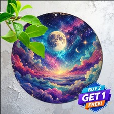Vibrant Cosmic Theme Outer Space Round Metal Sign Galaxy Astrology Tin Plaque picture