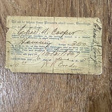 Vintage 1926 Free Mason Grand Secretary Certificate Card Hominy Lodge Oklahoma picture