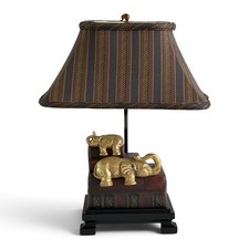 Vintage Frederick Cooper Elephant Table Lamp Bronze Finish Orig. Finial & Shade picture
