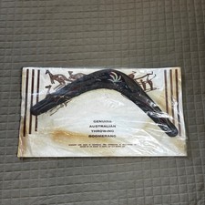 Vintage Genuine Australian Aboriginal Throwing Boomerang Hand Painted Made in AU picture