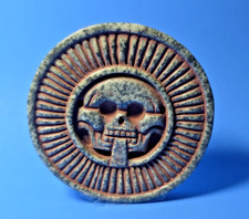 PRE-COLUMBIAN AZTEC SERPENTINE STONE SUN GOD PECTORAL PENDANT picture