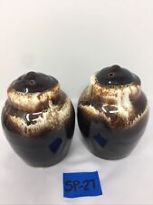 Brown Drip Glaze Pottery Salt And Pepper Shakers Bulb Shape New picture