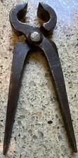 Antique English Blacksmith? Short Nippers 6 1/2” Blurry Trade Marks—Very Old picture