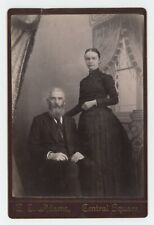 Antique Circa 1880s Cabinet Card Older Couple Man With Beard Central Square, NY picture