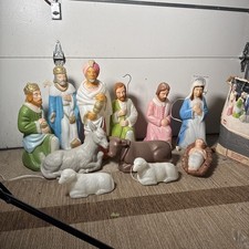 TPI 11 Piece Nativity Blow Mold full  set Christmas W BOX Vintage  picture