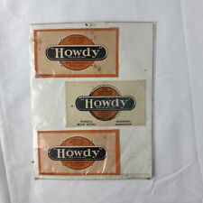 Vintage Howdy -Soda Bottle Labels-  Davenport Washington. 3 Labels picture