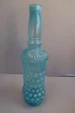 Antique and Rare Glass Blue Opalescent Whiskey Barber Bottle 12 1/8