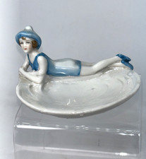 Antique 1920s Art Deco Bathing Beauty on the Half Shell trinket/pin/ring dish picture