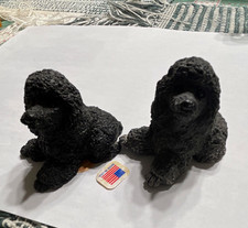 Black Poodle Dog Figurines with Made in USA Sticker stone critters Oklahoma.￼ picture
