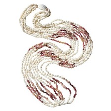 VTG HAWAIIAN 100% NIIHAU SHELL LEI NECKLACE 5 STRAND 38