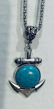 Necklace and earring set. Turquoise stone set in anchor    picture