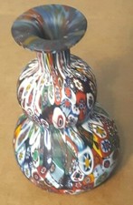 Murano Quality Art Glass Fratelli Millefiori Freeform Gurgle Vase 4 1/8